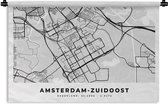 Wandkleed - Wanddoek - Kaart - Amsterdam-Zuidoost - Nederland - 60x40 cm - Wandtapijt