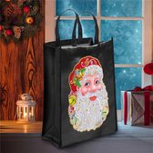 Diamond paitning Volwassenen - Tas met afbeelding van een kerstman - Ronde steentjes - Compleet hobbypakket