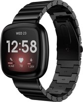 Strap-it Metalen smartwatch bandje - geschikt voor Fitbit Versa 3 / Fitbit Sense - zwart