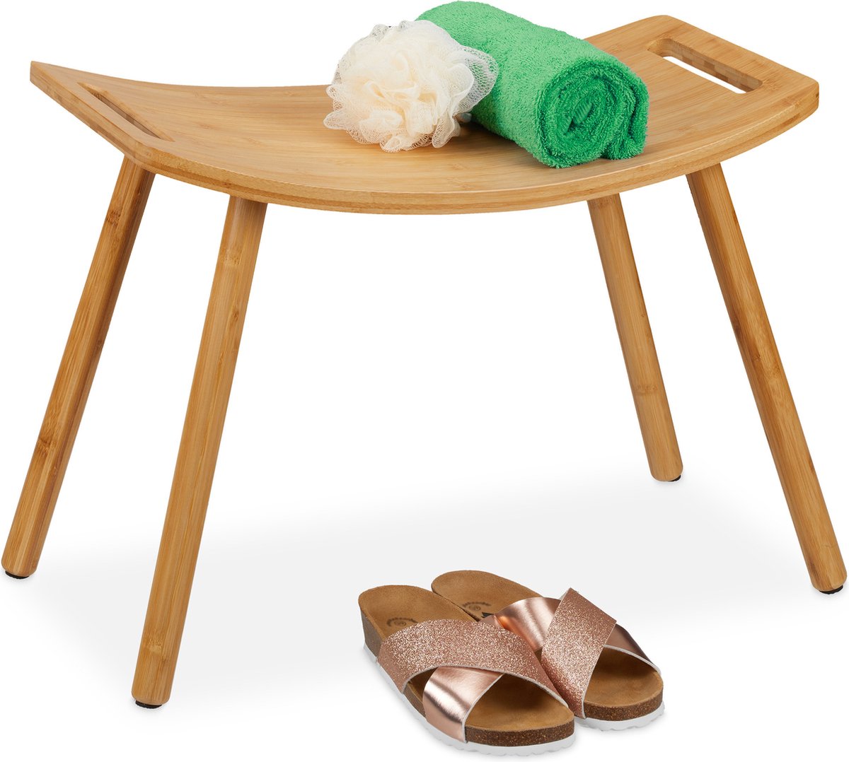 Relaxdays Mobile per Il Bagno, in bambù, 2 Ripiani Aperti, Salvaspazio