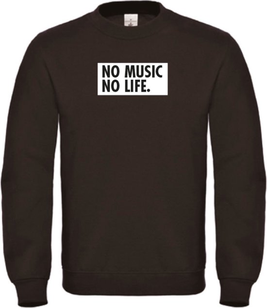 Sweater Zwart XL - no music no life - wit - soBAD. | Sweater unisex | Sweater man | Sweater dames | Muziek