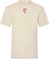 T-shirt pink velvet Open heart - Off white (L)