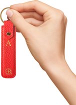 ENROUGE Key Holder Classic FLAME RED | Luxe Sleutelhanger van Echt Leer | Gepersonaliseerd met Naam of Initialen | 100% Leder | Cadeautip Inclusief Geschenkverpakking
