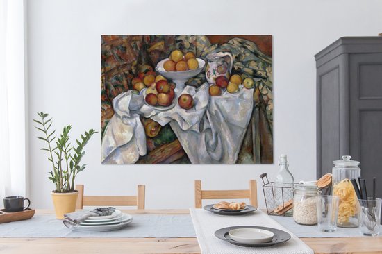 Canvas Schilderij Stilleven met appels en sinaasappels - Schilderij van Paul Cézanne - 120x90 cm - Wanddecoratie