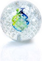 Beeld  - Glasobject - Boheems kristal - bol  - groen/blauw - Murano glas - 12 cm rond
