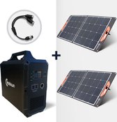Portable power generator 1500Wh + 2x opvouwbaar 100W zonnepaneel bundel