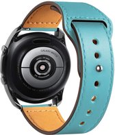 Smartwatch bandje - Geschikt voor Samsung Galaxy Watch 4 Classic, Watch 3 41mm, Active 2, 20mm horlogebandje - PU leer - Fungus - Druksluiting - Blauw
