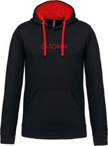 HOODIE - GECONTRASTEERDE CAPUCHON - ZWART - ROOD - XL