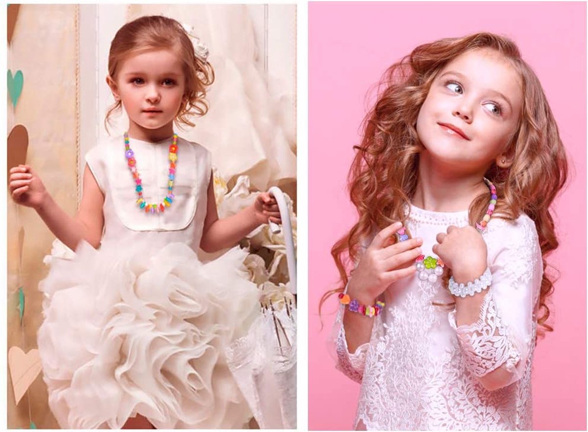 Perles Set pour les Enfants, 500pcs Perle String Set, Bijoux DIY Bracelet  Faire Kit
