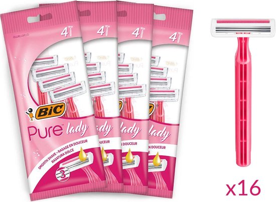 BIC Pure 3 Lady wegwerp scheermesjes voor vrouwen - bundel van 16 mesjes