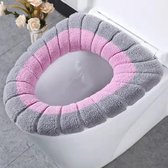 Gading® toiletbrilhoes - 2 pack - elastische toiletbrilbekleding-Roze Grijs
