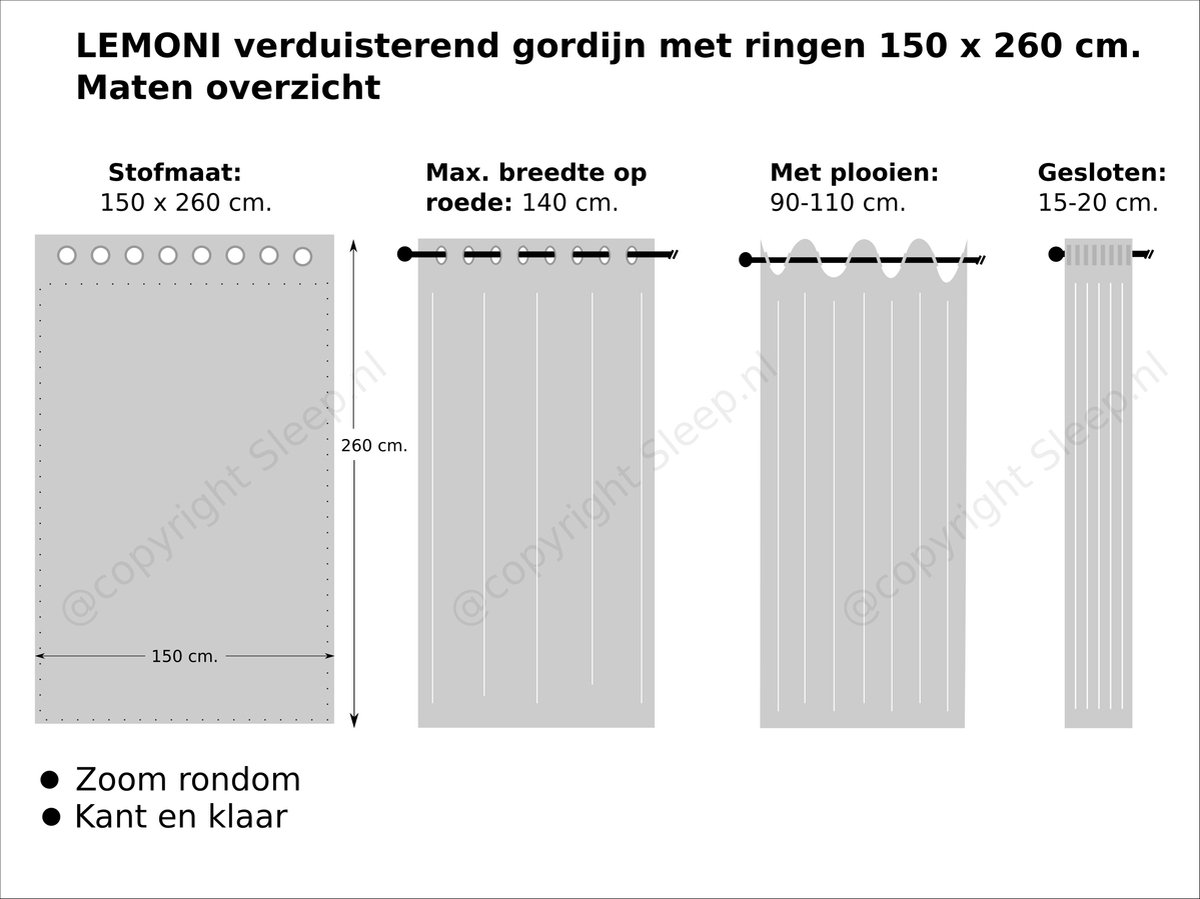 Home of Curtains LEMONI Gordijn Met Ringen Verduisterend