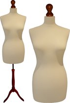 Paspop Ecru - Paspop dames - Mannequin - Mannequin vrouw - DB Driepoot - Paspop Buste Torso - Paspoppen - Etalagepop – 32/34 Verstelbaar