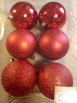 Kerstballen - onbreekbaar - rood - 6 stuks