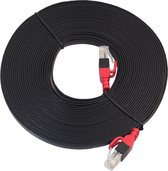 Internetkabel van By Qubix - 8m REXLIS CAT6 Ultra dunne Flat Ethernet netwerk LAN kabel (1000Mbps) - Zwart - internet kabel