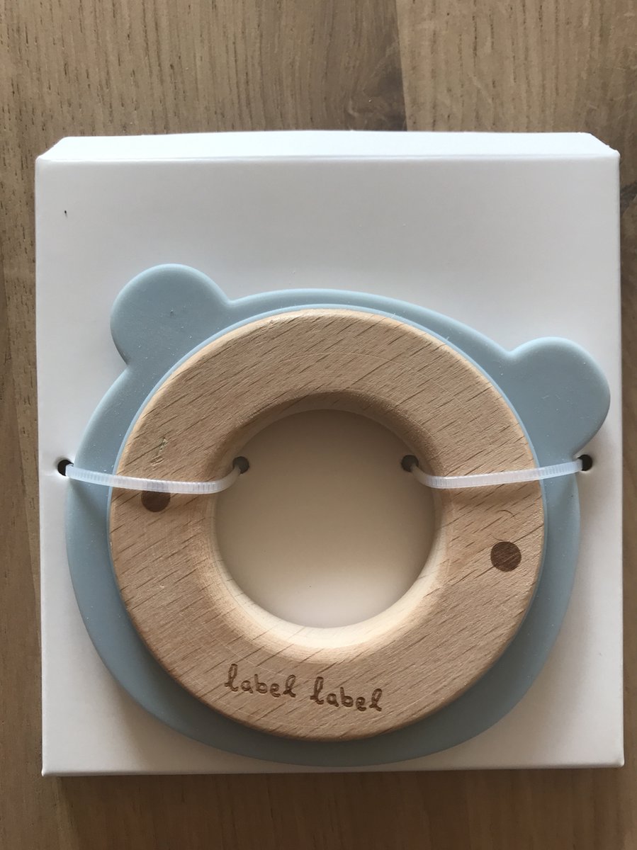 Label Label Beer Blauw Hout & Silicone Bijtring LLST-15058