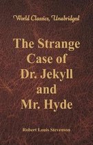 De kaft van "The Strange Case of Dr. Jekyll and Mr. Hyde" in bruin leer met gouden letters.