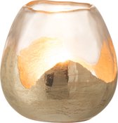 J-Line Theelichthouder Zoe Rond Glas Goud Small Set van 4 Stuks