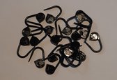 Breimarkeerders- Stitch markers / ZWART/ Steek markers- Breinaald Markeerders- Haken en Borduren- 20 stuks