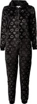 Cocodream meisjes onesie fleece | MAAT 128 | Glitter hart | zwart