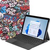 Case2go - Tablet Hoes geschikt voor Microsoft Surface Pro 8 - Tri-Fold Book Case - Graffiti