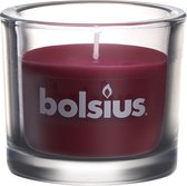4 stuks Bolsius chic kaarsen in glas 92/80 wijnrood wax (25 uur)
