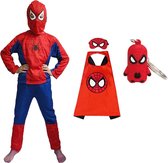 3-Pack | Spiderman Speelgoed | Spiderman Verkleedpak |Rood|maat 122/134| Spiderman Cape + Masker |Verkleedkleren Jongen / meisje|Hanger