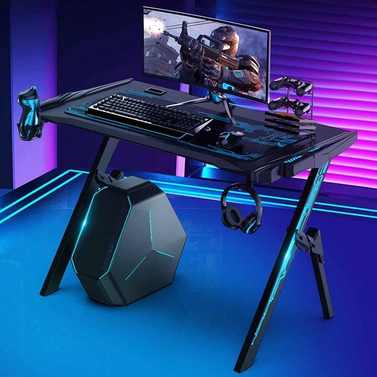 Basis Blauw Gaming Bureau Audio Sensor RGB LED Verlichting Esport