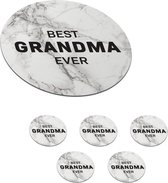 Onderzetters voor glazen - Rond - Oma - Quotes - Best grandma ever - Spreuken - 10x10 cm - Glasonderzetters - 6 stuks
