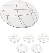 Onderzetters voor glazen - Rond - Abstract - Wit - Luxe - 10x10 cm - Glasonderzetters - 6 stuks
