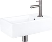 Bally Force Fonteinset Keramiek Recht Koudwaterkraan Met Afvoerplug En Sifon Mat Chroom