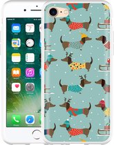 iPhone 7 Hoesje Winterse Teckels - Designed by Cazy