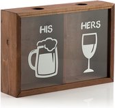 Decoratieve Doos voor Bierdoppen en Wijnkurken - His & Hers