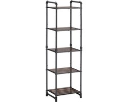 Hoppa! Magazijnstelling - Opbergrek, stellingkast, werkplaatskast, 40x30x130 (BxDxH), belastbaar tot 875 kg (175 kg per plank), 5 verstelbare legplanken, metalen legplank, legplank zonder bouten, zwaar rek, kelderrek voor zwaar gebruik - Zwart