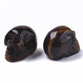 Sattva Rocks | Tijgeroog Edelsteen Schedel (20x22x24mm) Mini Tigereye Skull in velours kado zakje