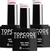 Gellak van TOPCODE Cosmetics - 3 pack gel nagellak - Roze set 4 - 3 x 15 ml flesjes - Persian Pink Shine + Orchid Pink + Lady Pink