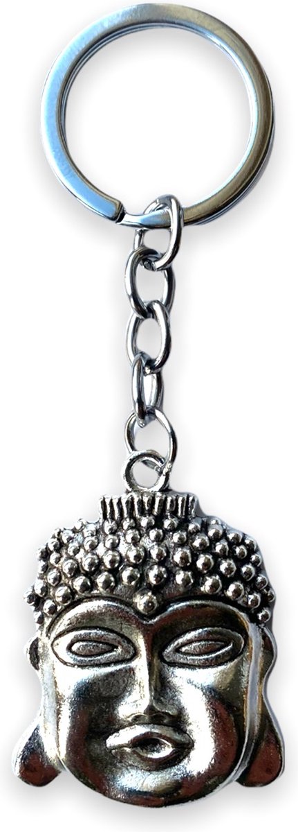 Sleutelhanger Smiling Buddha - Buddha Hoofd - Boeddha - Zilverkleurig
