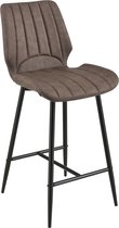 Barkruk - Set van 2 stuks - Kunstleer & metaal - Afmeting (HxBxD) 102,5 x 46,5 x 51 cm - Kleur donker bruin & zwart