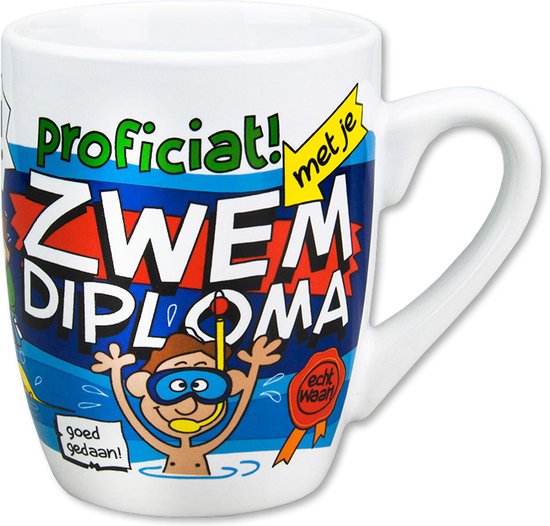 Cadeau mok - mok - zwemdiploma cadeau - zwemdiploma gehaald - mok - beker