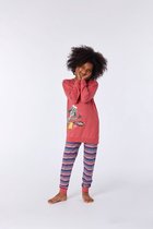 Woody pyjama meisjes/dames - rood - wasbeer - 212-1-POP-S/437 - maat 98