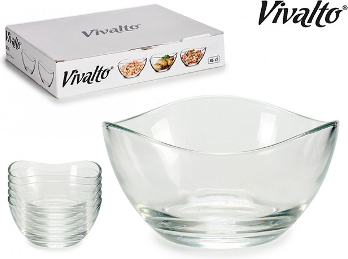 Set van 6 Golvende glazen schaaltjes voor Dessert/ijs/tapas - 46cl