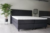 Boxspring 180x210 - pocketvering 500m2 - geveerde onderbox - verschillende hardheid matras - Koudschuimtopper - gecapitonneerd hoofdbord