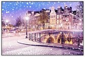 Sfeervolle winteravond in grachtengordel Amsterdam  - Foto op Akoestisch paneel - 90 x 60 cm