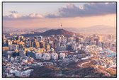 Toren op de Namsanberg in de skyline van centraal Seoul - Foto op Akoestisch paneel - 90 x 60 cm