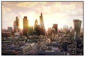 Zonsopgang over de zakelijke financiële wijk van Londen - Foto op Akoestisch paneel - 90 x 60 cm
