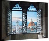 Doorkijk uit raam op de Dom van Florence - Foto op Plexiglas - 80 x 60 cm