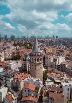 Luchtfoto van de Galatatoren en skyline van Istanbul - Foto op Forex - 60 x 80 cm