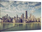 Strand en skyline van de Amerikaanse stad Chicago - Foto op Canvas - 60 x 40 cm