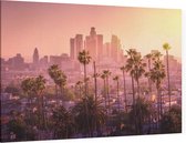 Palmbomen voor de prachtige skyline van Los Angeles - Foto op Canvas - 150 x 100 cm