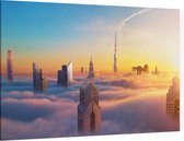 Panoramisch zicht op een met wolken bedekte Dubai-skyline - Foto op Canvas - 60 x 40 cm